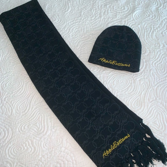 Apple Bottoms Accessories - Apple Bottoms Scarf and Beanie in Black with Gold